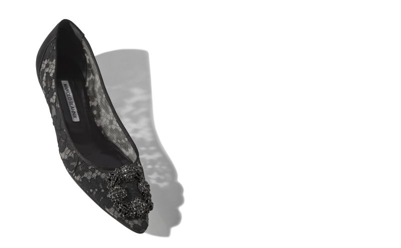 Hangisiflat lace, Black Lace Jewel Buckle Flats - AU$1,985.00 