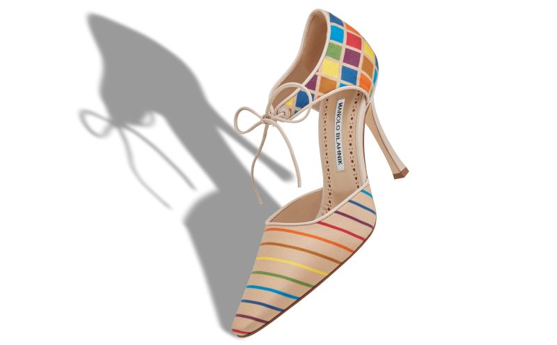 Estho, Multicoloured Silk Ankle Strap Pumps - €1,045.00