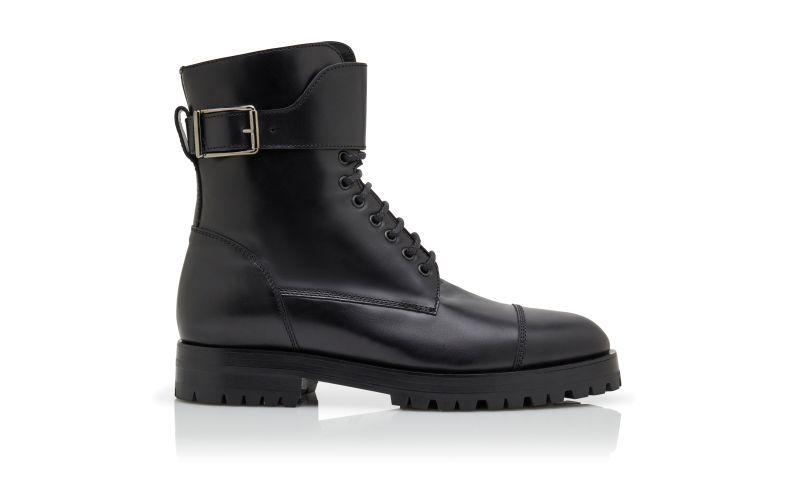 Side view of Buloko, Black Calf Leather Ankle Boots - £648.00