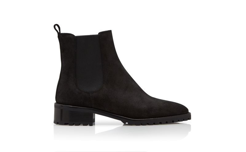 Side view of Chelata, Black Suede Chelsea Boots - CA$1,295.00