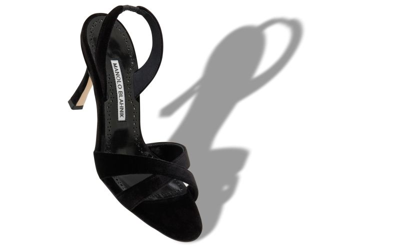 Callasli, Black Velvet Slingback Sandals - AU$1,495.00 
