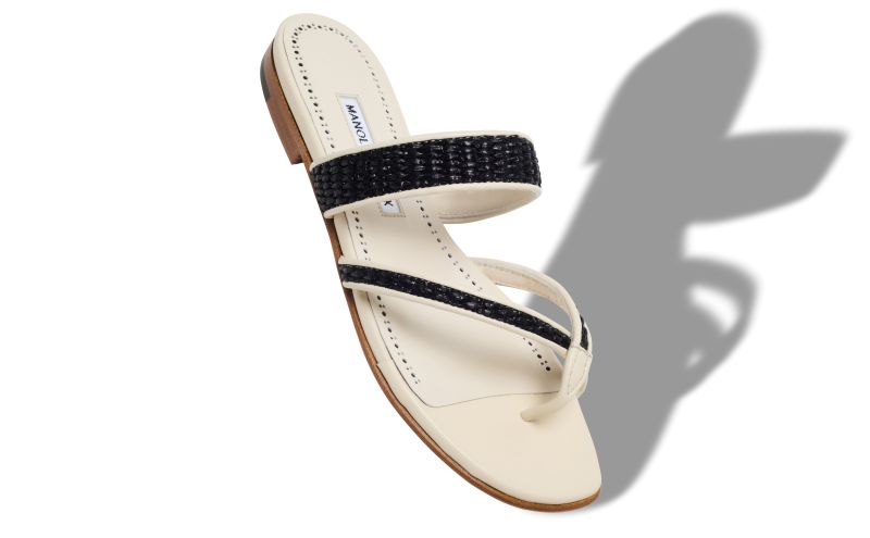 Susara, Cream Raffia Flat Sandals - US$775.00 