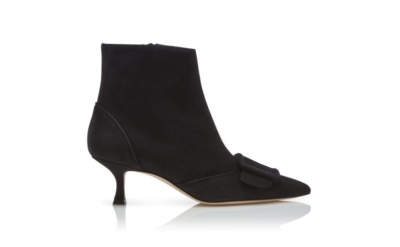 Side view of Baylow, Black Suede Buckle Detail Ankle Boots - AU$1,915.00