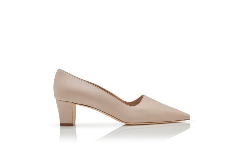 Side view of Munisopla, Light Beige Nappa Leather Pointed Toe Pumps - €795.00