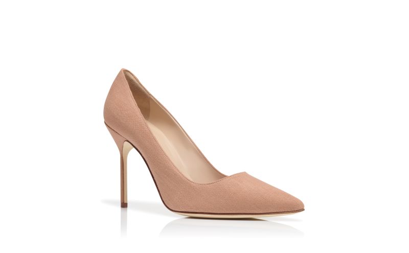 Bb, Brown Linen Pointed Toe Pumps - US$795.00