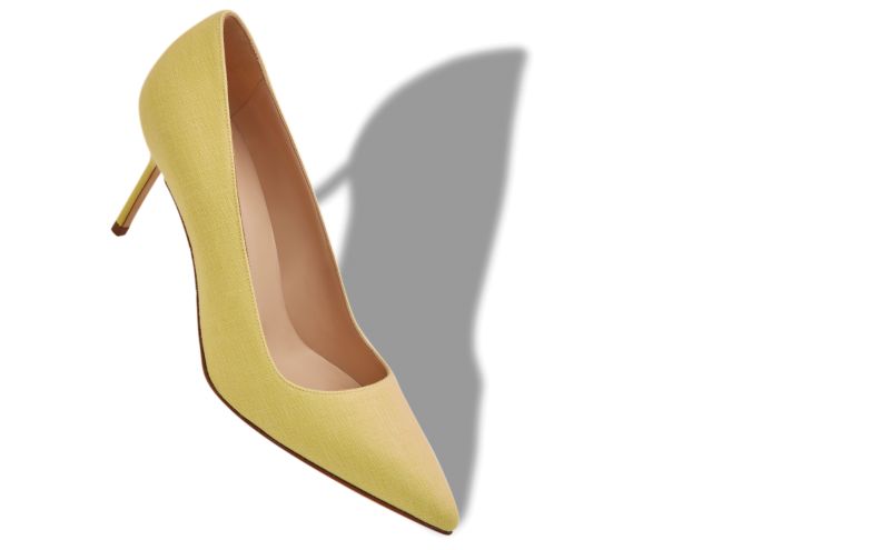 Bb 70, Yellow Linen Pointed Toe Pumps - £625.00 