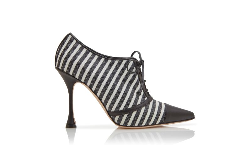 Side view of Houzamclo, Black and White Cotton Shoe Booties - CA$1,535.00