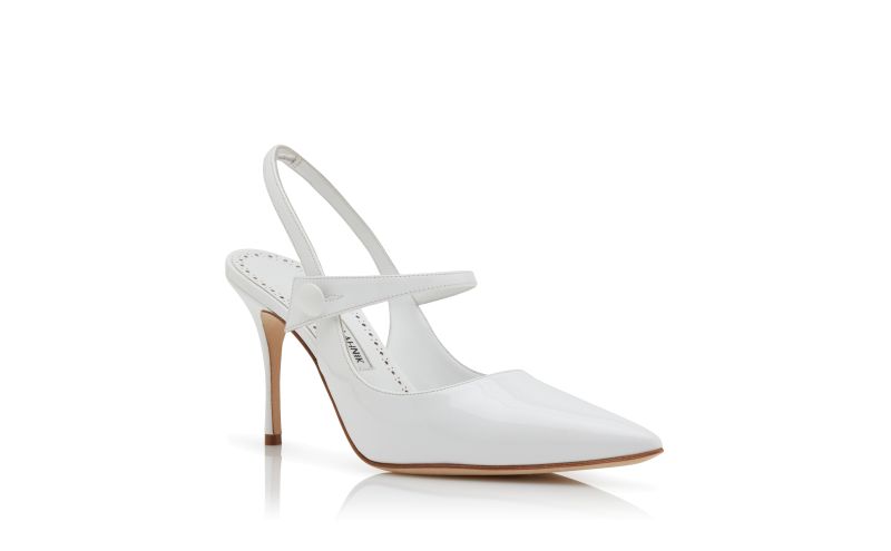 Didion, White Patent Leather Slingback Pumps - £373.00