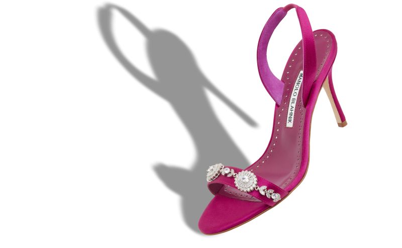 LAMISAN, Pink Satin Embellished Slingback Sandals, 875 GBP