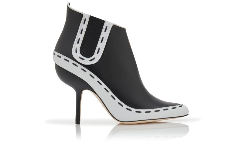 Side view of Rizas, Black Calf Leather Ankle Boots - £598.00