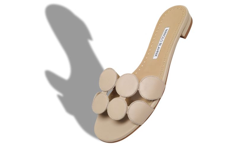 Haribalmuflat, Beige Nappa Leather Flat Sandals - US$875.00