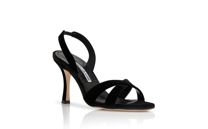 Callasli, Black Velvet Slingback Sandals - £695.00