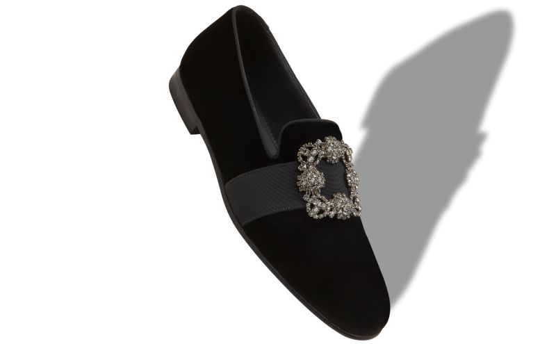 Carlton, Black Velvet Jewel Buckle Loafers - £1,065.00 