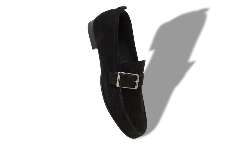 Lerici, Black Suede Buckle Slippers - £413.00 