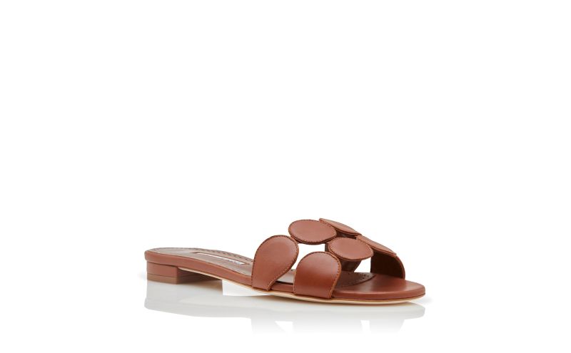 Haribalmuflat, Brown Nappa Leather Flat Sandals - US$875.00