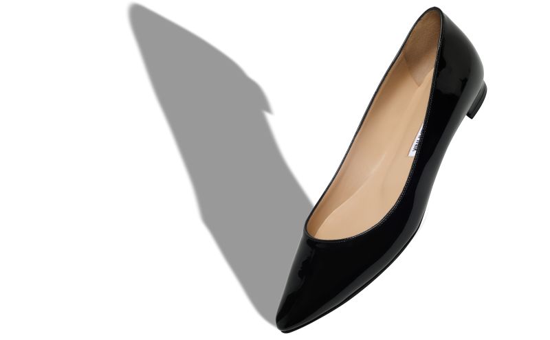 Bbflat, Black Patent Leather Pointed Toe Flat Pumps - US$775.00