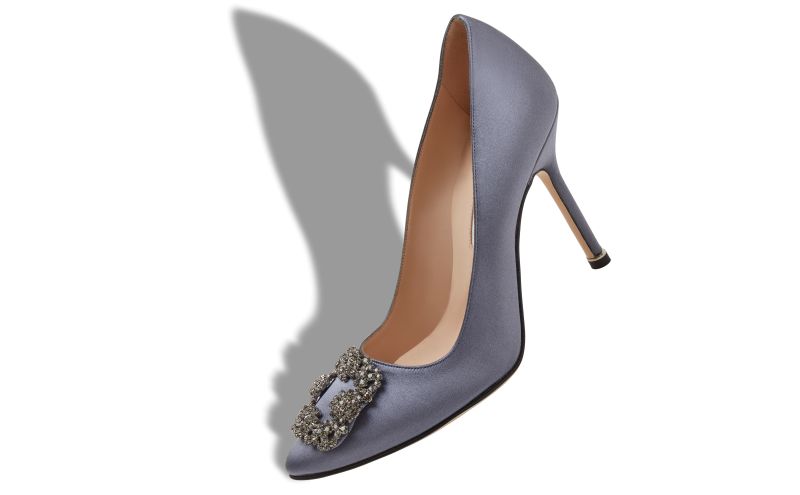 Hangisi, Grey Satin Jewel Buckle Pumps - €1,145.00