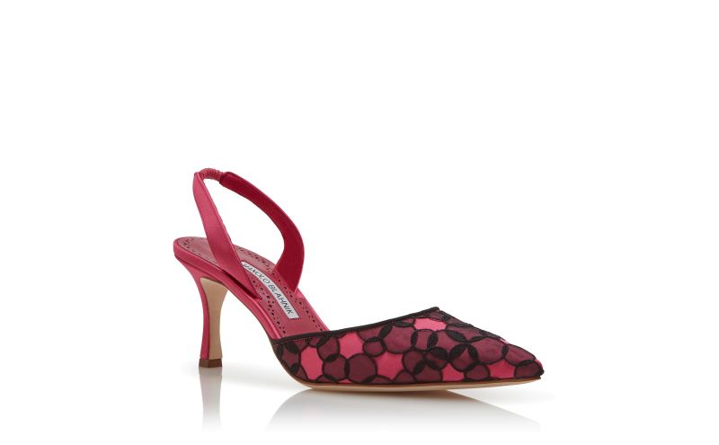 Carolyne 70, Pink Satin Slingback Pumps - €845.00