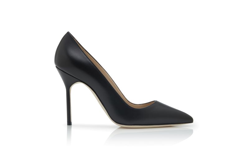 Side view of Bb calf, Black Calf Leather Pointed Toe Pumps - CA$945.00