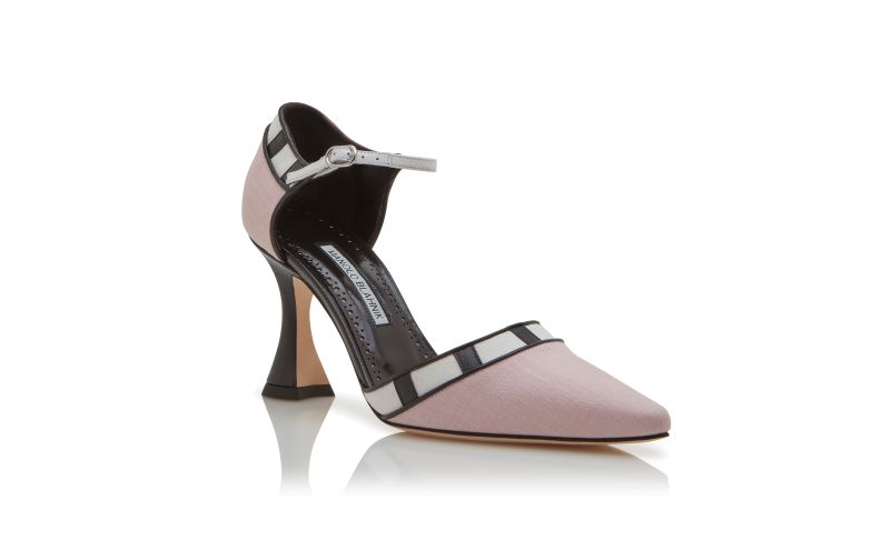 Douka, Pink, Black and Cream Linen Pointed Toe Pumps - €995.00