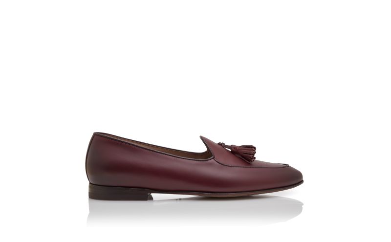 Side view of Lennox, Burgundy Calf Leather Loafers - £815.00