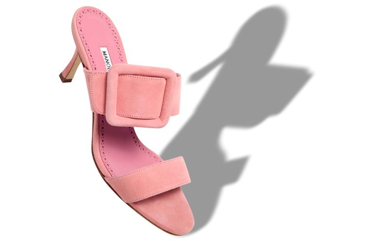 Gable, Light Pink Suede Open Toe Mules - US$845.00 