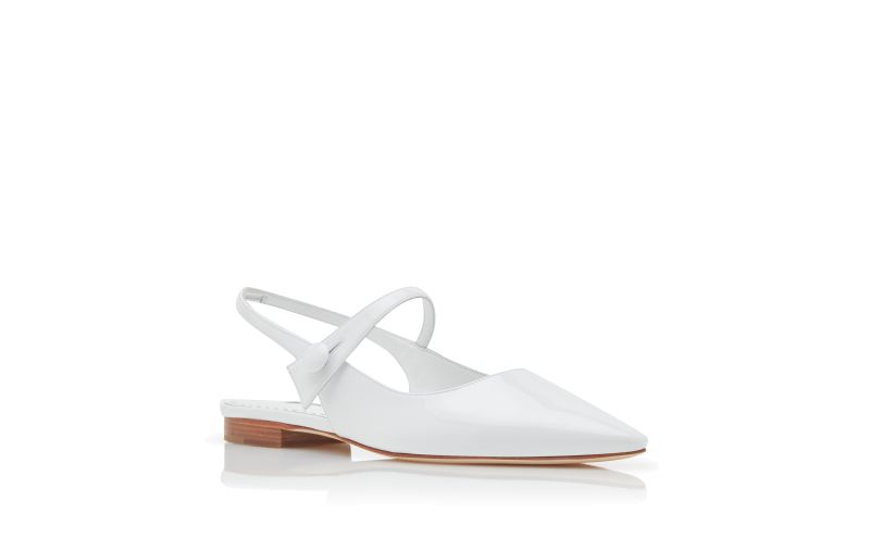 Didionflat, White Patent Leather Slingback Flat Pumps  - US$438.00