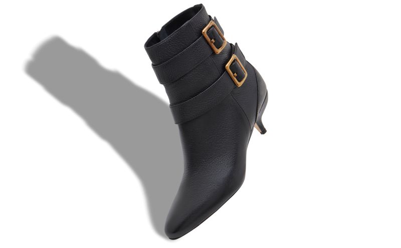 Alciona, Black Calf Leather Buckle Detail Ankle Boots - £523.00