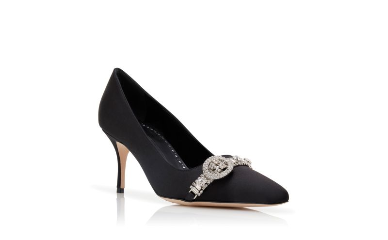 Asapump, Black Satin Jewel Embellished Pumps - €1,175.00