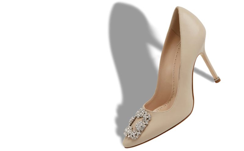 Hangisi, Light Beige Calf Leather Jewel Buckle Pumps - £1,075.00