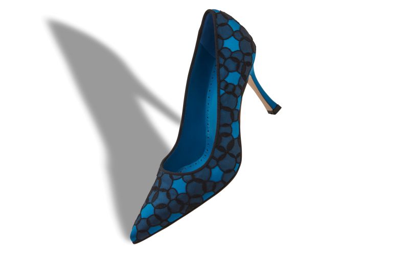 Neliraval, Blue Satin Lace Embroidered Pumps  - €995.00