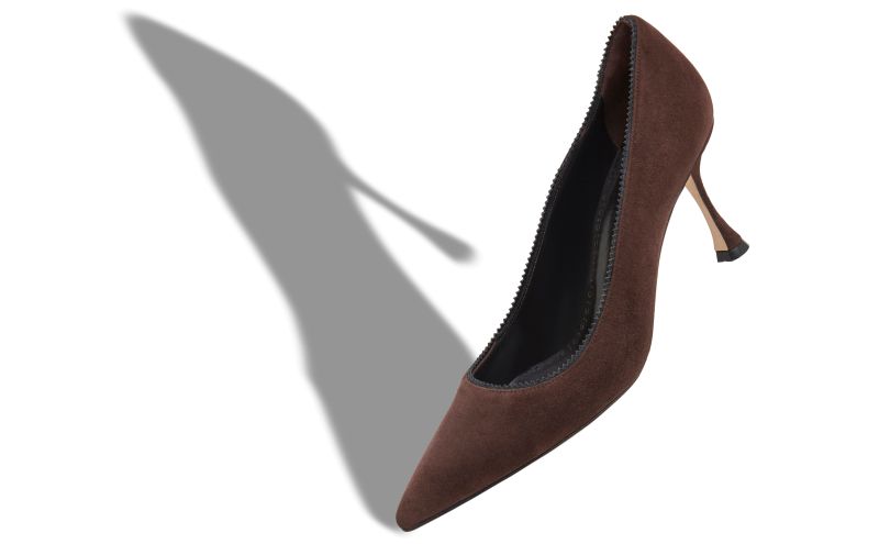 Osmaclo, Brown Suede Pinking Detail Pumps - US$925.00