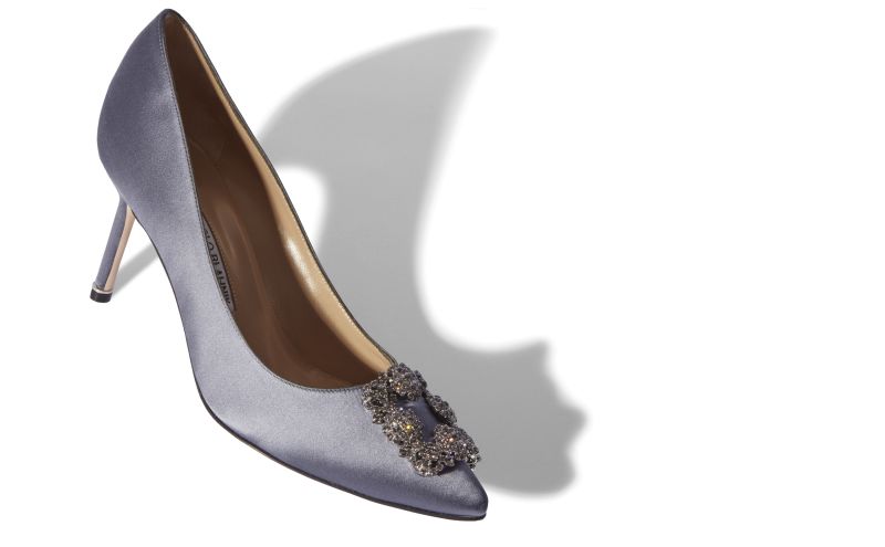 Hangisi 70, Blue Satin Jewel Buckle Pumps - €1,075.00 