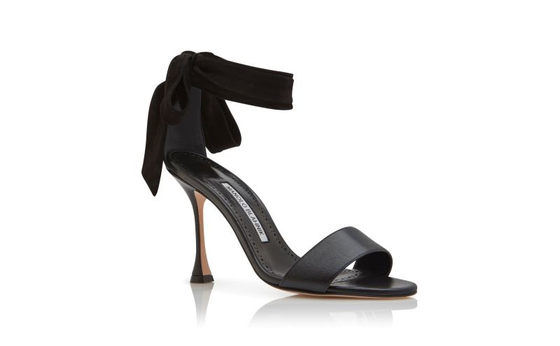 Chastana, Black Nappa Leather Bow Detail Sandals - US$945.00