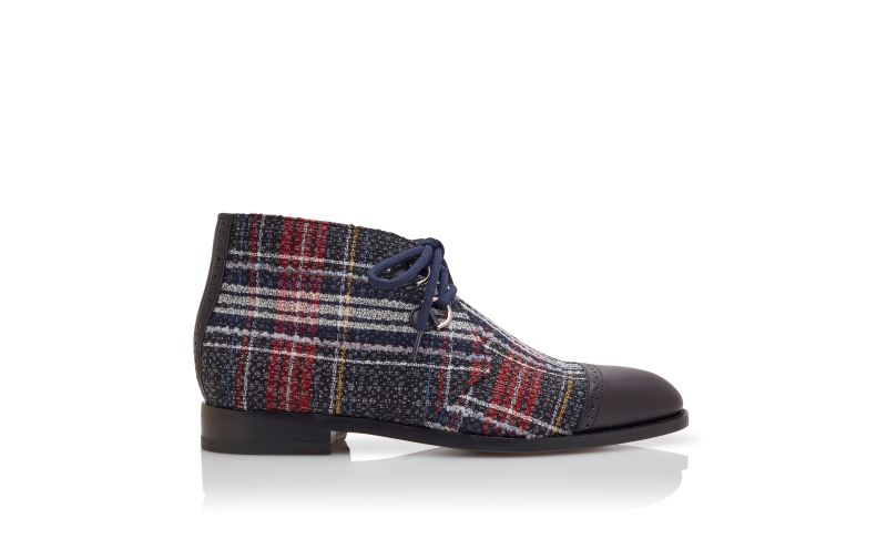 Side view of Polar, Black, White and Red Tartan Ankle Boots - CA$1,345.00