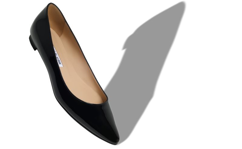 Bbflat, Black Patent Leather Pointed Toe Flat Pumps - US$675.00 