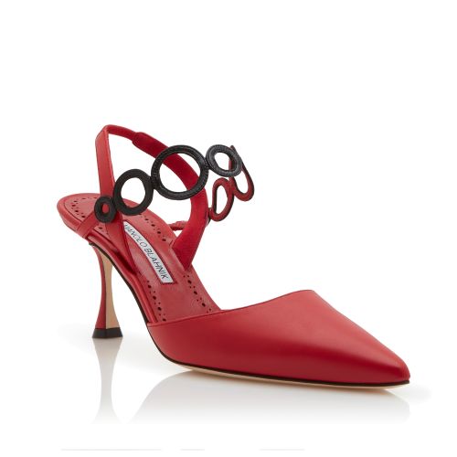 Red Nappa Leather Slingback Pumps