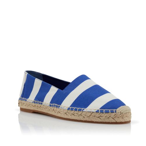 Blue and White Striped Cotton Espadrilles 