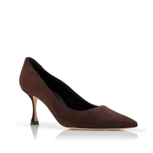 Brown Suede Pinking Detail Pumps