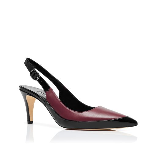 Black and Red Nappa Leather Slingback Pumps