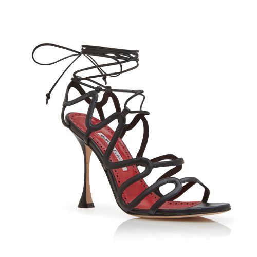 Black Nappa Leather Strappy Sandals 