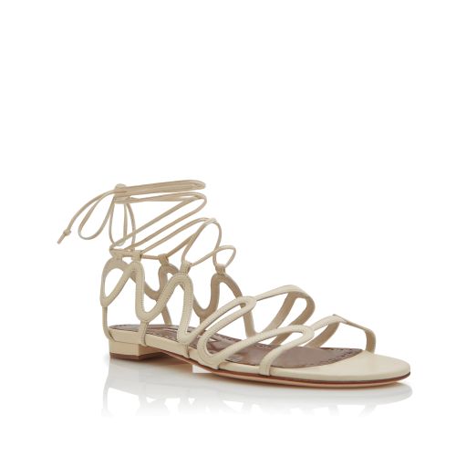 Light Cream Nappa Leather Flat Sandals 