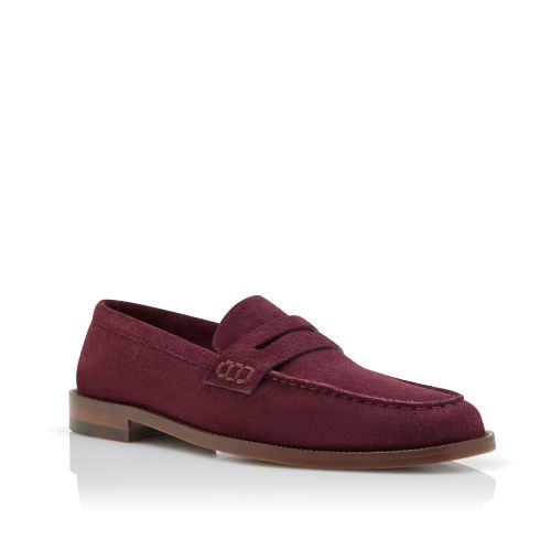 Dark Purple Suede Penny Loafers 