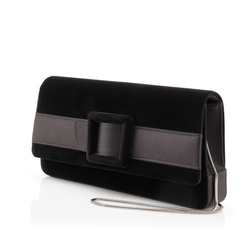 Black Velvet Buckle Clutch