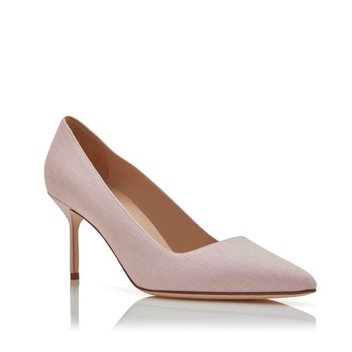 Light Pink Linen Pointed Toe Pumps