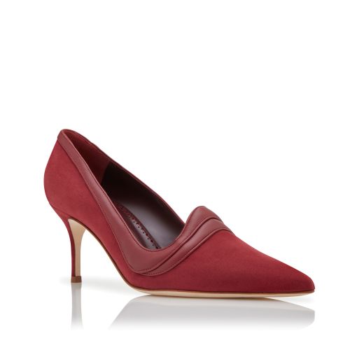 Dark Red Suede Pointed Toe Pumps 