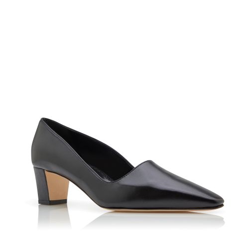 Black Nappa Leather Pointed Toe Pumps