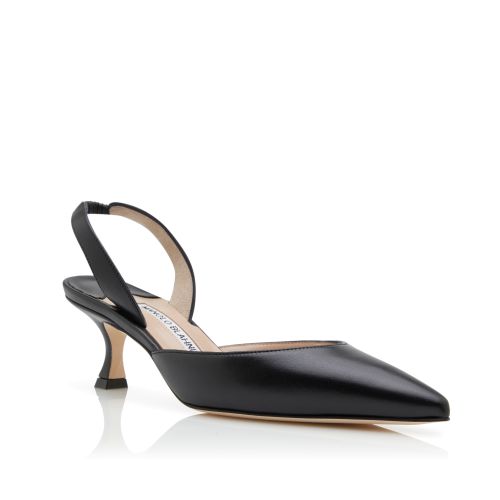 Black Nappa Leather Slingback Pumps