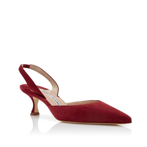 Dark Red Suede Slingback Pumps