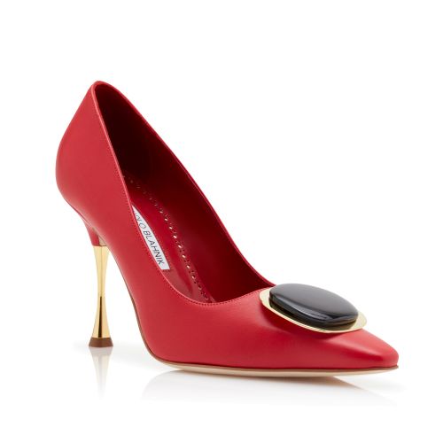 Red Nappa Leather Pointed Toe Pumps